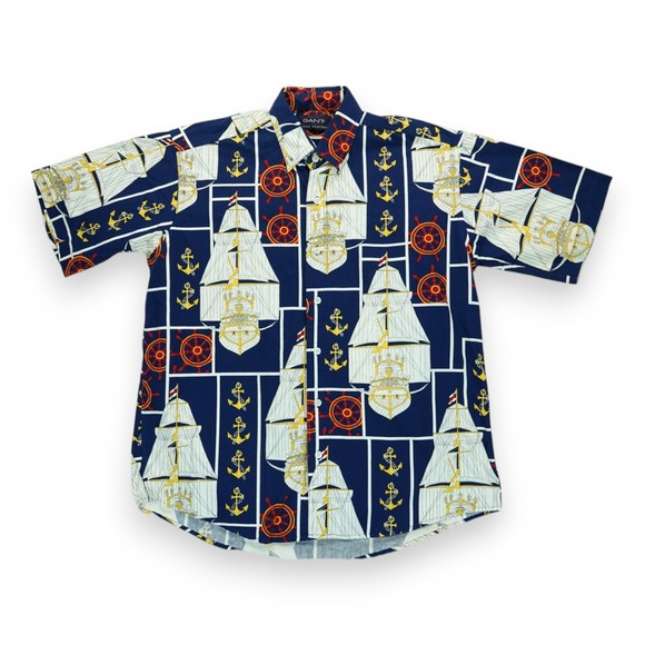 Gant Other - VTG 80s 90s Gant Rough Weather Nautical Print AOP Canvas Shirt‎ Oversize Mens M